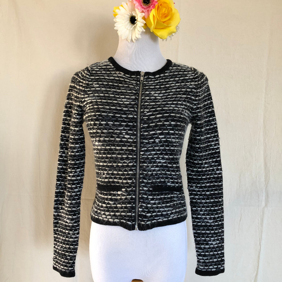 H&M Cropped Knit Jacket, Zip up - Picture 1 of 8